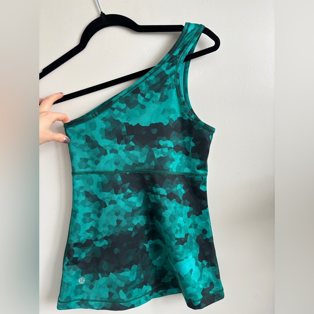 lululemon athletica Green and Black One-Shoulder Top
